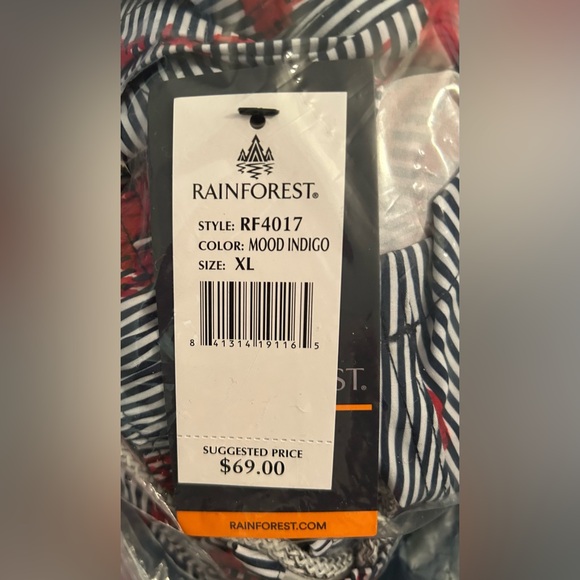 New Rainforest Men Swim Trunks Red Lobsters on Blue White Stripes size XL Summer - Picture 5 of 12